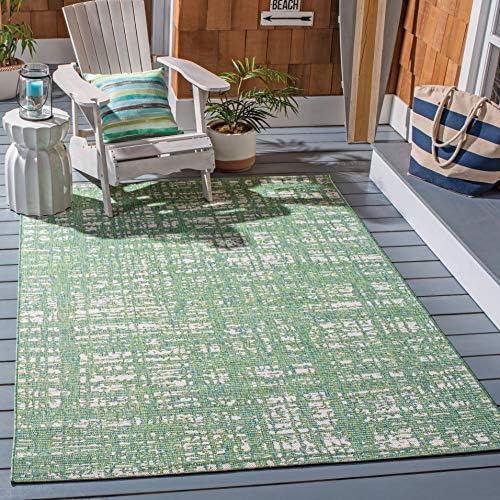 SAFAVIEH Courtyard Collection 8' x 10' Green Blue/Ivory CY8451 Indoor/ Outdoor Waterproof Easy Cleaning Patio Backyard Mudroom Area Rug by Unknown