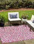 Unique Loom Outdoor Safari Collection Area Rug - Leopard (13' Square, Magenta/ Ivory) by UniqueLoom