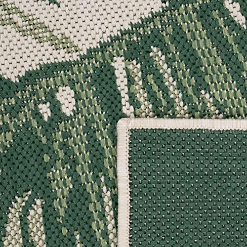 Paco Home Tropical Outdoor Rug Jungle Leaves Design for Patio in Green Beige, Size: 2'8" x 4'11" - Image 4