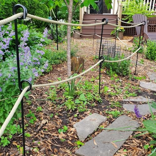 42" Inch, Double Rope Poles/Stakes for Creating a Rope Border Around Flower beds, Trees, Garden Paths, walkways, Fountains - 6 Pieces - Image 2