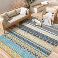 Outdoor Plastic Straw Rug 9x18 Large Floor Mat Boho Waterproof Rug for Patio Reversible Rug for Outdoors RV Beach Patio Camping Backyard Deck Picnic Camping Outside Yellow Teal by Unknown