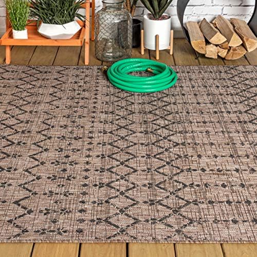 Eyely Moroccan Woven Area Rug 9X12 Natural/Black, Indoor Outdoor Rug - Image 5