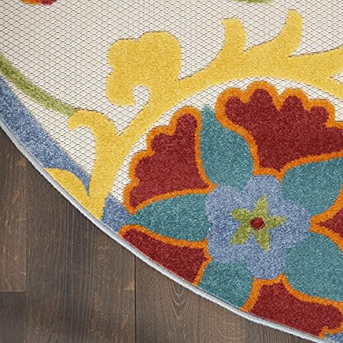 Nourison Home Aloha Ivory Multicolor 7'10" x Round Area Rug - Easy Clean, Non Shedding, Bed Room, Living Room, Dining Room, Kitchen (8' x Round) - Image 7
