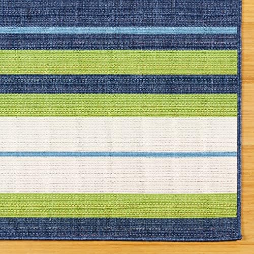 Gertmenian Premium Indoor/Outdoor Loop Area Rug - 5x7 Standard, Durable, Easy-Cleaning & Non-Shedding, Ideal for High Traffic Areas in Deck Patio or Mudroom - Stripes, Navy Blue, 19486 - Image 5