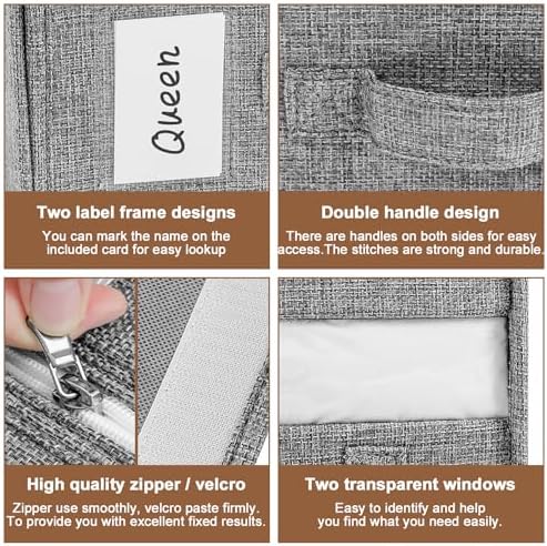 Bed Sheet Organiser Folding Storage,Bedding Storage Bags,4 Pack Bedding Box,Bedding Storage Box For Cover Bedding Closet Blankets Set Clothes Grey - Image 3