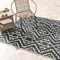 Fab Habitat Outdoor Rug - Waterproof, Fade Resistant, Crease-Free - Premium Recycled Plastic - Tribal Boho Neutral - Large Patio, Deck, Sunroom, Camping, RV - Kilimanjaro - Black - 8 x 8 ft by FabHabitat