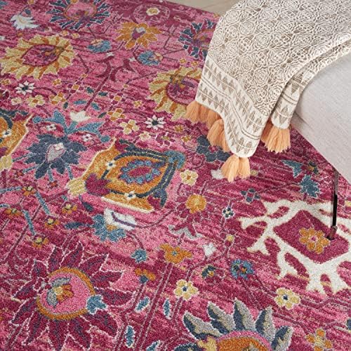 Nourison Home Passion Fuchsia 8' x Round Area Rug, Boho, Moroccan, Bed Room, Living Room, Dining Room, Kitchen, Easy Cleaning, Non Shedding, (8' Round) - Image 4