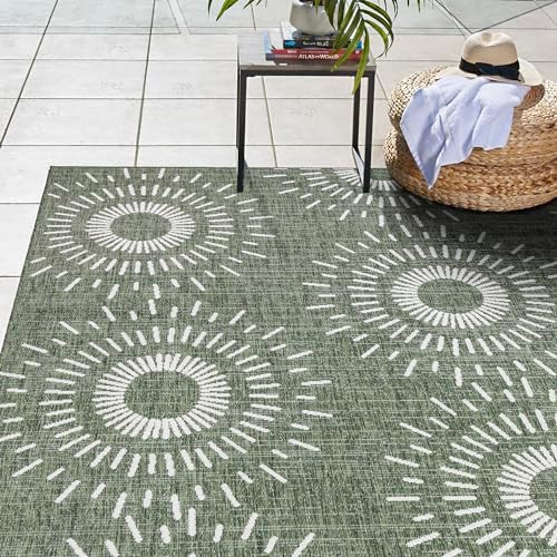 Gertmenian Indoor/Outdoor Flatweave Area Rug - 6x9 Medium, Stain & UV Resistant, Ideal for High Traffic Areas in Deck, Patio, Mudroom - Geometric, Green, 32457 - Image 6