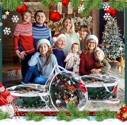 Shappy 14 Pieces Wreath Storage Bags 30 Inch Dual Zippers,Clear - Image 5