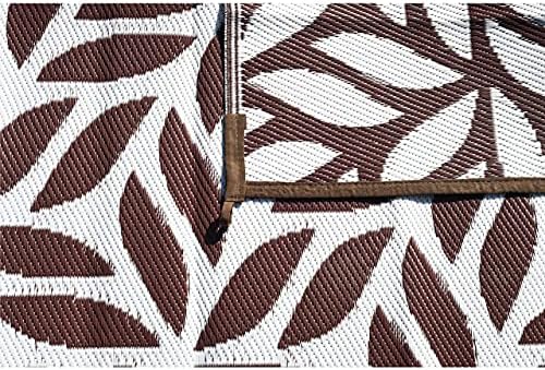 Stylish Camping 256097 6-feet by 9-feet Reversible Mat, Plastic Straw Rug, Large Floor Mat for Outdoors, RV, Patio, Backyard, Picnic, Beach, Camping - Leaf Mat (Brown/White) - Image 7