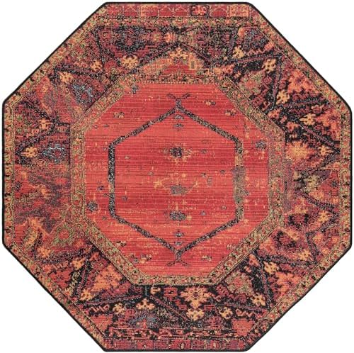 Unique Loom Outdoor Tribal Collection Area Rug - Quepos (4' 1" Octagon Multi/Black) - Image 3