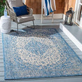 SAFAVIEH Washable Rug Outdoor Courtyard Collection - 6'7" Square, Blue & Grey, Non-Shedding & Easy Cleaning, Ideal for Patio, Backyard, Mudroom (CY8720-36812) by Unknown