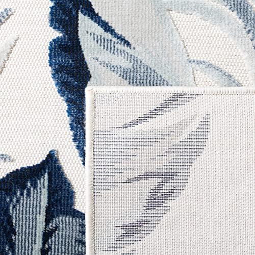 SAFAVIEH Washable Rug Outdoor Cabana Collection - 5'1" x 7'6", Ivory & Navy, Non-Shedding & Easy to Clean, Ideal for Patio, Backyard, Mudroom (CBN452A) - Image 6