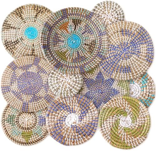 Tatuo 11 Pcs Boho Wall Basket Decor Woven Wall Hanging Art, Multicolour by Tatuo