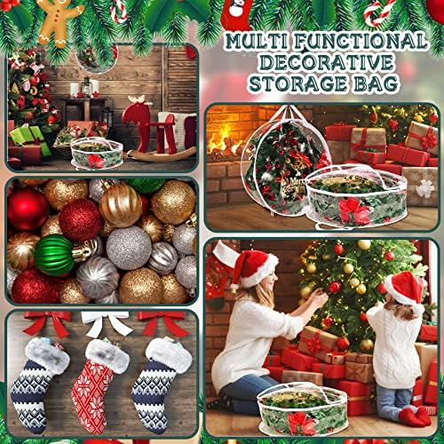 Zhengmy 10 Pcs 30 Inch Christmas Wreath Storage Bags Transparent Wreath Storage Container Bulk Wreaths Box with Dual Zippers and Handles for Xmas Holiday Wreaths Garland - Image 5