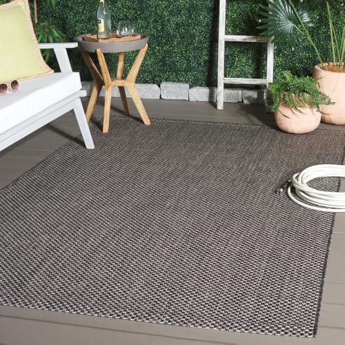 SAFAVIEH Courtyard Outdoor Area Rug 6'7"x9'6", Black & Beige CY8521-36621 by Unknown