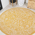 JONATHAN Y Weave Floral Indoor Outdoor Round Area Rug 5 Ft Yellow/Cream, Tela Bohemian Textured for Backyard, Patio, Porch, Easy-Cleaning, High Traffic, Pet-Friendly, Non-Shedding (SMB100E-5R) by JONATHANY