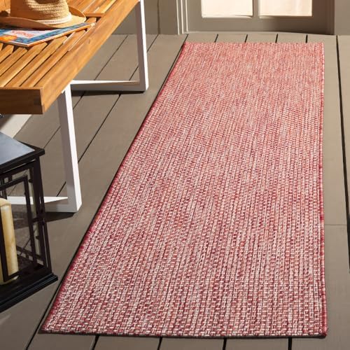 SAFAVIEH Washable Rug Outdoor Courtyard Collection - 2'3" x 10' Runner, Red & Beige, Non-Shedding & Easy Cleaning, Ideal for Patio, Entryway, Mudroom, Hallway, Kitchen (CY8521-36521) by Unknown