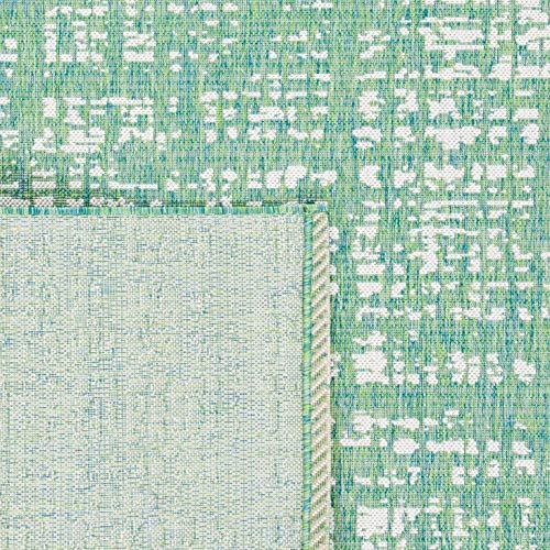 SAFAVIEH Washable Rug Outdoor Courtyard Collection - 4' x 5'7", Green Blue & Ivory, Non-Shedding & Easy Cleaning, Ideal for Patio, Backyard, Mudroom (CY8451-55721) - Image 5