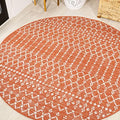 Eyely Moroccan Woven Round Rug 5 Ft Orange/Cream, Indoor Outdoor Rug by eyely