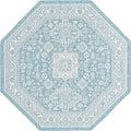 Rugs.com Outdoor Aztec Collection Rug – 8 Ft Octagon Aqua Flatweave Rug Perfect for Living Rooms, Kitchens, Entryways by Rugscom