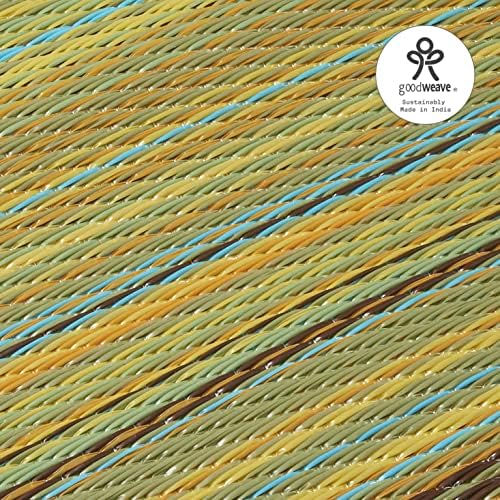 Fab Habitat Outdoor Rug - Waterproof, Fade Resistant, Crease-Free - Premium Recycled Plastic - Striped - Large Patio, Deck, Sunroom, Camping, RV - Cancun - Lemon & Apple Green - 6 x 9 ft - Image 5