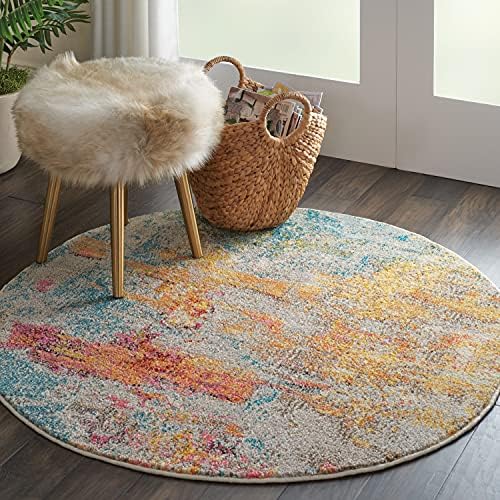 Nourison Home Celestial Sealife 5'3" x Round Area Rug - Easy Clean, Non Shedding, Bed Room, Living Room, Dining Room, Kitchen (5' x Round) - Image 4