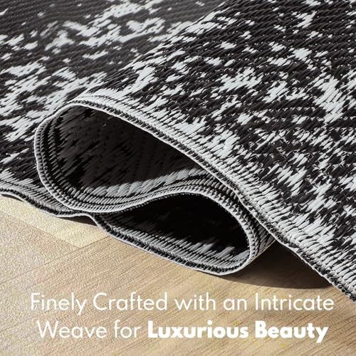 PASAMIC 8x10ft Outdoor Rug Waterproof, Reversible Plastic Straw Outdoor Patio Rug Clearance, Portable Indoor Outdoor Carpet for Patio, RV, Deck, Balcony, Backyard, Picnic, Beach, Mosaic Gray - Image 6