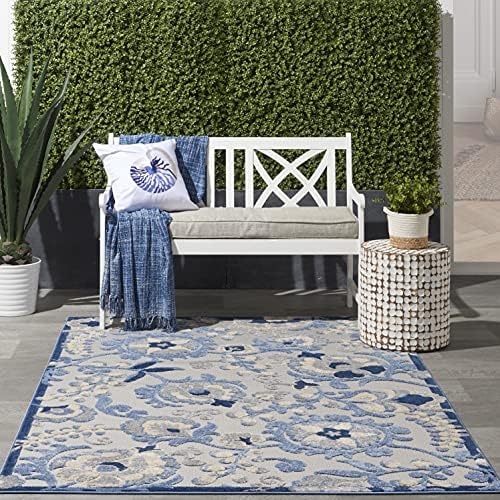 Nourison Home Aloha Blue Grey 3'6" x 5'6" Area Rug - Easy Clean, Non Shedding, Bed Room, Living Room, Dining Room, Kitchen (4' x 6') by NourisonHome