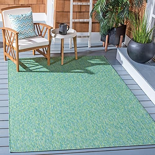 SAFAVIEH Washable Rug Outdoor Courtyard Collection - 5'3" Square, Green & Blue, Non-Shedding & Easy Cleaning, Ideal for Patio, Backyard, Mudroom (CY8521-55722) by Unknown