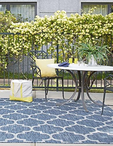 Unique Loom Outdoor Trellis Collection Area Rug - Trellis (Square 13' 0" x 13' 0", Navy Blue/ Ivory) - Image 3