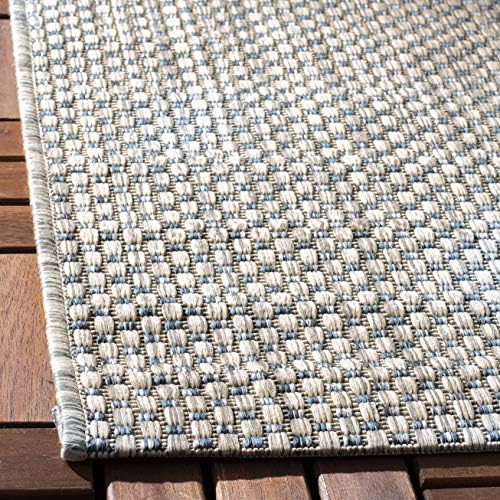 SAFAVIEH Courtyard Outdoor Square Rug 9', Grey & Navy CY8521-36812 - Image 7