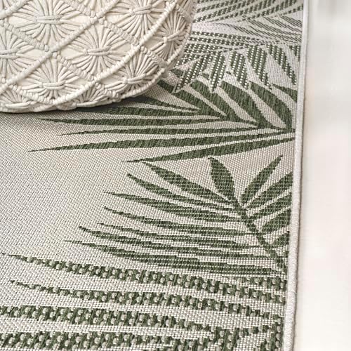JONATHAN Y Palm Frond Border Indoor Outdoor Area Rug 4X6 Green/Cream, Isla Coastal Cottage for Backyard, Patio, Porch, Easy-Cleaning, High Traffic, Pet-Friendly, Non-Shedding (TSN207B-4) - Image 7