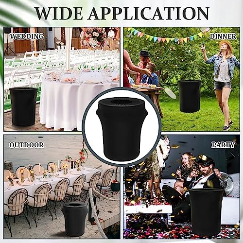 Tanlade 4 Pcs 32 Gallon Stretch Spandex Trash Can Covers Round, Black - Image 6