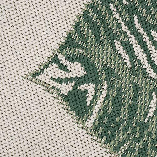 Paco Home Tropical Outdoor Rug Jungle Leaves Design for Patio in Green Beige, Size: 4'7" x 6'7" - Image 2