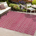 Eyely Moroccan Woven Area Rug 5X8 Fuchsia/Light Gray, Indoor Outdoor Rug by eyely