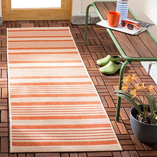 SAFAVIEH Washable Rug Outdoor Courtyard Collection - 2'3" x 20' Runner, Terracotta & Beige, Non-Shedding & Easy Cleaning, Ideal for Patio, Entryway, Mudroom, Hallway, Kitchen (CY6062-241) - Image 7