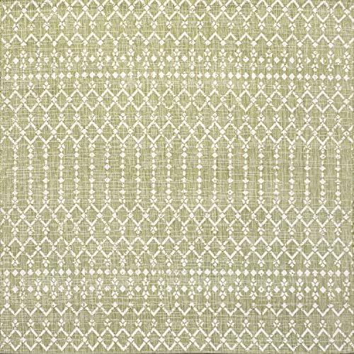 Eyely Moroccan Woven Square Rug 5X5 Lt Green/Cream, Indoor Outdoor Rug - Image 2