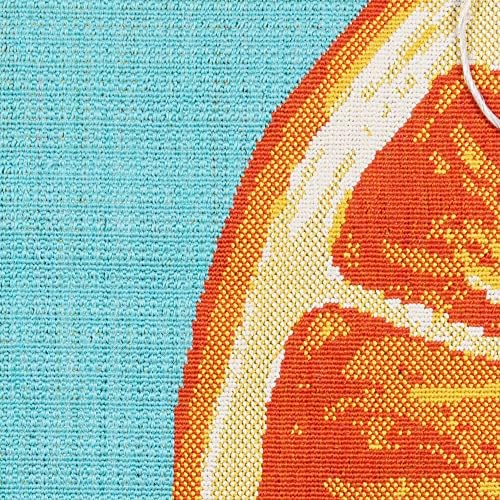 Gertmenian Premium Indoor/Outdoor Loop Area Rug - 5x7 Standard, Durable, Easy-Cleaning & Non-Shedding, Ideal for High Traffic Areas in Deck Patio or Mudroom - Oranges, Teal Blue, 19474 - Image 6