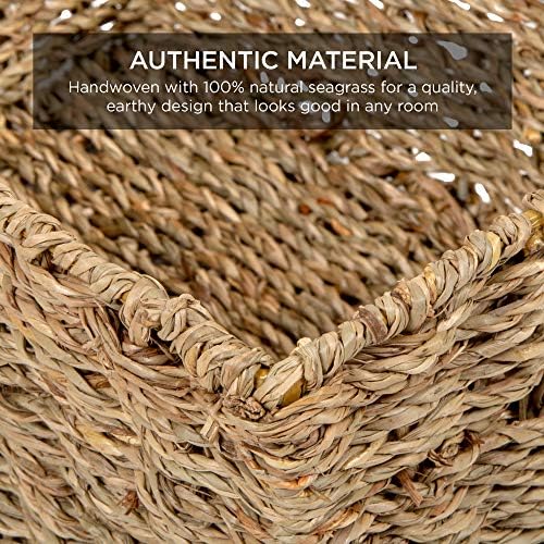 Best Choice Products Rustic Set Of 4 Multipurpose Stackable Seagrass Storage Basket, Handwoven Laundry Organizer Totes for Bedroom and Living Room, Shelves, Pantry w/Insert Handles - Natural - Image 2