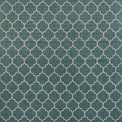 Unique Loom Outdoor Trellis Collection Area Rug - Trellis (Square 13' 0" x 13' 0", Teal/ Gray) - Image 2
