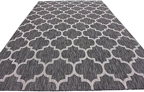 Unique Loom Outdoor Trellis Collection Area Rug (7' 10" x 11' 4" Rectangle, Black/ Ivory) - Image 6