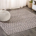 Eyely Moroccan Woven Square Rug 5X5 Natural/Black, Indoor Outdoor Rug by eyely