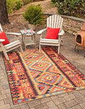 Unique Loom Outdoor Tribal Collection Area Rug - Tortuguero (5' 3" x 8' Rectangle, Multi/ Blue) by UniqueLoom