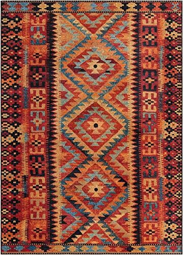 Unique Loom Outdoor Tribal Collection Area Rug - Tortuguero (6' 1" x 9' Rectangle, Multi/ Blue) - Image 3
