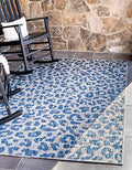 Unique Loom Outdoor Safari Collection Area Rug - Leopard (5' 1" x 8' Rectangle, Blue/ Gray) by UniqueLoom