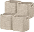 UBBCARE Set of 4 Storage Basket-13 X 13 X 13 in, Cotton Rope Baskets for Shelves, Toys, Book, Cube Storage Bins with Handles, Woven Storage Basket for Organizing, Mix-Brown by UBBCARE
