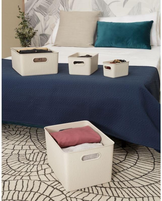 Superio Eco-Friendly Decorative Plastic Basket Open Home Storage Bins Organizer Baskets, X-Large (4 Pack) Container Boxes for Organizing Closet Storage Bins for Shelves Drawer Shelf 22 Liter - Image 6