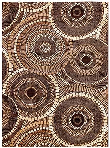 Liora Manne Marina Indoor/Outdoor Power Loomed Synthetic Blend Low Profile Area Rug - Transitional Geometric Casual Medallion Colorful (Circles Brown) (3'11" x 5'10") - Image 3