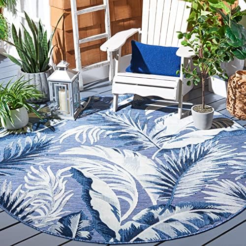 SAFAVIEH Washable Rug Outdoor Cabana Collection - 6'5" Round, Black & Grey, Non-Shedding & Easy to Clean, Ideal for Patio, Backyard, Mudroom (CBN452H) by Unknown